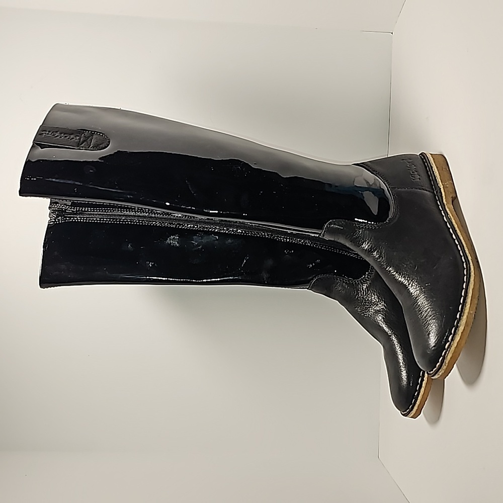 Kickers Credo2 Black Patent Knee High Boots Sz 37 Side Zip Equestrian Riding - Picture 8 of 16